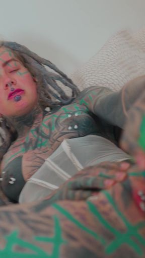 Heavily Tattooed Horny Girl Solo I Fuck Myself with a Big Toy