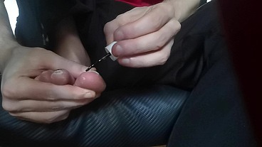 Oznob sissy paint his tonails with black nail polish