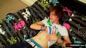 Hung twink drills a pocket pussy with his big uncut dick