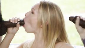 ”Dakota James has the skills to please two ebony cocks”