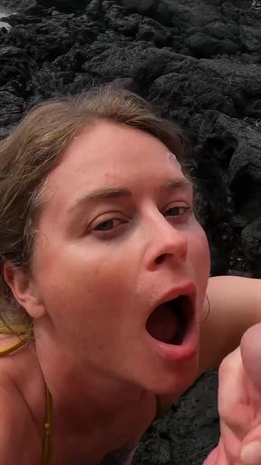 Rough Amateur Outdoor Blowjob and Facial