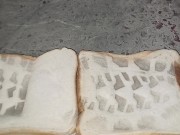 Bread Trample & Crush. See my dirty bootprint on bread, imagine this on your face 👣👣