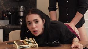 Her homework load is so big she had to switch it for some cumload on her face