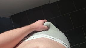 Grey Calvin Klein Morning Pump! Stepdaddy Jerks Thick Cock to Table Explosion