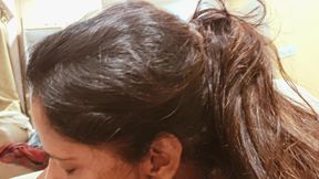 Indian Bhabhi Slave Olivia Long Hair Deep throat Blowjob Face Fuck with Exploding Cumshot with Cum on Mouth and Facial Cum Rough