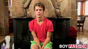 Hot young Alex Jordan jerking off with fleshlight solo