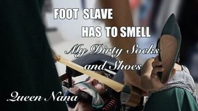 Diary of the Foot Slave, Day 1 - Queen Nana makes her slave sniff her dirty socks and shoes - 720p