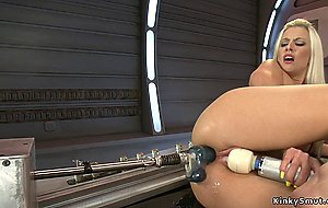 Hot ass blonde bangs dp machine