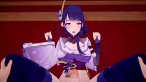 Raiden Shogun Futa destroys guy in slick 3D sex