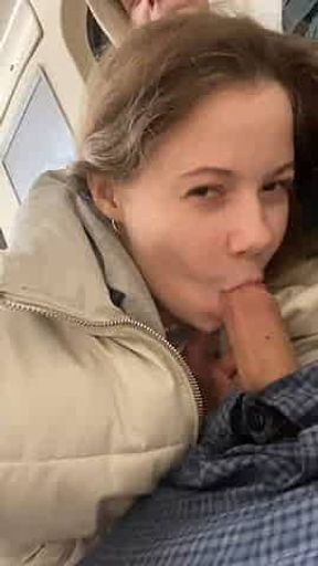 Sweet blowjob from a friend on the subway