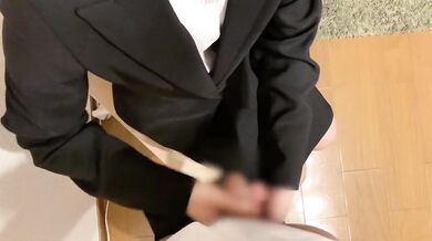 japanese office worker cum onto office skirt