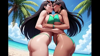 Desi aunty Indian dance on beach (AI animation)