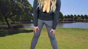 Big tits shemale public flashing