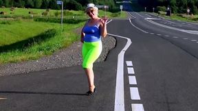 yellow leggings - big ass walk on road
