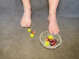 Toe play with grapes