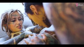 burlesque tattoo beauty with big boobs gives anal fuck with strap-on (goth, punk, alt porn) zf033
