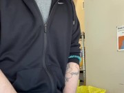 Jerking off at work AT THE COUNTER!! with risky cumshot