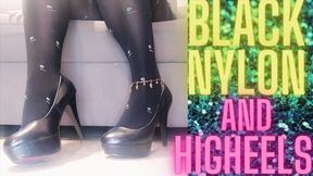 (31) FEET FETISH, BLACK NYLON AND HIGHEELS