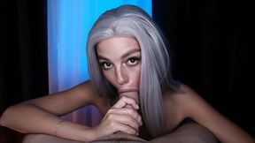 Super hot blonde blowjob after striptease