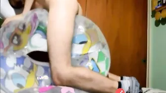 Latin Twink Fucks Inflatable Sex Toy Until He Cums Hard