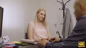 Busty Czech Blonde has playful mood for office sex with the money lender - Casting