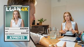 Cheating wife Andrea gives hot under-table blowjob to office stud
