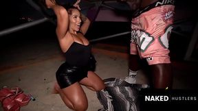 Beautuful Baddie doesnt care who sees as she sucks a big black dick outside under lifeguard stand after partying on South Beach