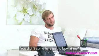 Sexy blonde agent gets fucked hard by a bodybuilder to intense orgasm