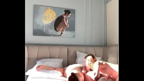 SugarNadya got tired of just working and decided to play with her man'_s dick