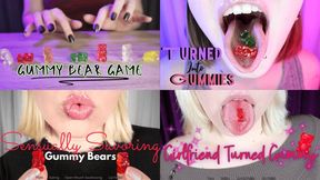 Yummy Gummy Bears: 4 Clip Bundle - HD - The Goddess Clue, Gummy Bear Eating, Giantess Vore, Content Through The Years, Mouth Fetish, Tongue, Swallowing, Playing