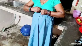 Horny Indian stepmom gets fucked hard in the kitchen