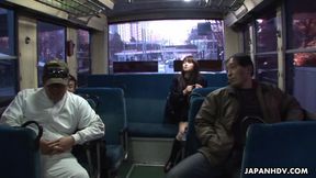 Shy student Yayoi Yoshino is oral banged and fed with cum in bus