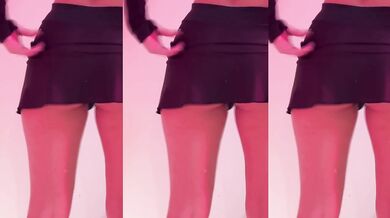 Mini dress rides her tight ass and dripping pussy
