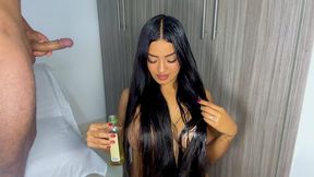 Combing my long hair, oil and cum!