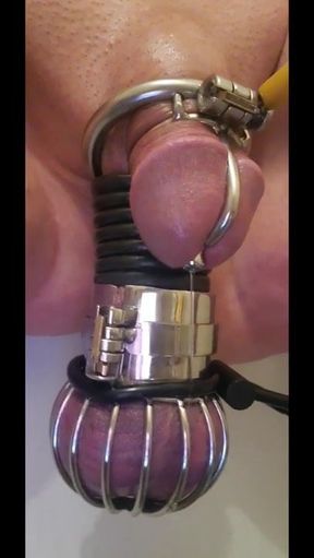 Highlights of 3.5 hour estim session in chastity