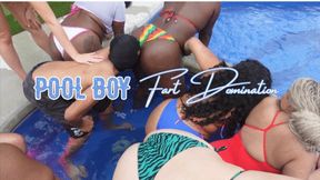 Pool Boy FART DOMINATION - 9 Gassy Fart Baddies vs 1 Pool Boy sucking Farts - Wet Eggy bikini farts