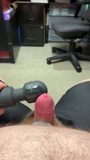 Chubby guy cumming with vibrator