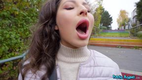 Brunette Beauty's Steamy Public POV Ignites Wild Passion