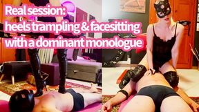 GEA DOMINA - REAL SESSION: HEELS TRAMPLING & FACESITTING WHIT A DOMINANT MONOLOGUE