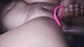 double penetration with toy and a black cock to my pussy