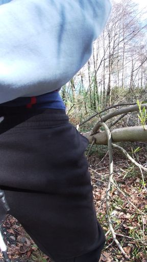 Horny jock strips in the forest and talks dirty while stroking sweaty hairy and uncut Part 1