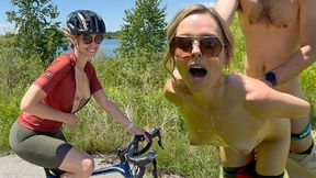 As 'horny&#x1F975;' cyclist receives 'blowjob' with 'unprotected creampie' in 'public' encounter