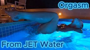 A nighttime orgasm in the pool