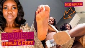 I will squish you under my heels and bare feet ( Giantess and Shrinking Fetish with Miss Abiola ) - 640p wmv
