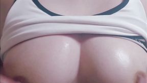 I masturbated from the top of my sportswear Nipple,Big boobs