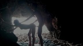Couple recorded at the beach, inside the cave