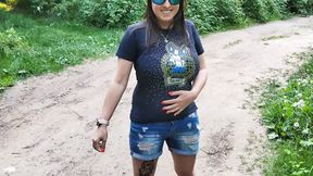 stepsister have fun in new car and almost caught while sucking in forest