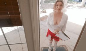 Cheerleader Collects Deposits In The Neighborhood For Her Candy
