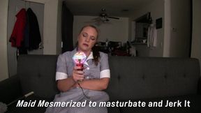 Maid Evangeline mesmerized to masturbate and jerk master off