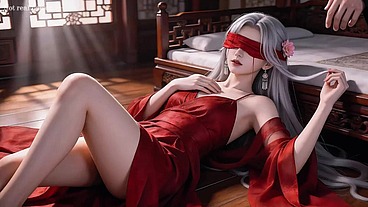 The beautiful woman with white hair and red eye mask might be the ideal beauty you have imagined in your heart, Episode Two AI-generated